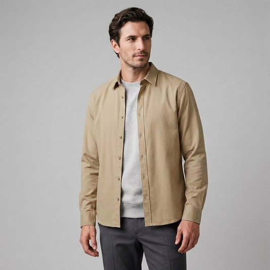 Herren Viskosehemd Overshirt mit Kentkragen | Detlef_1
