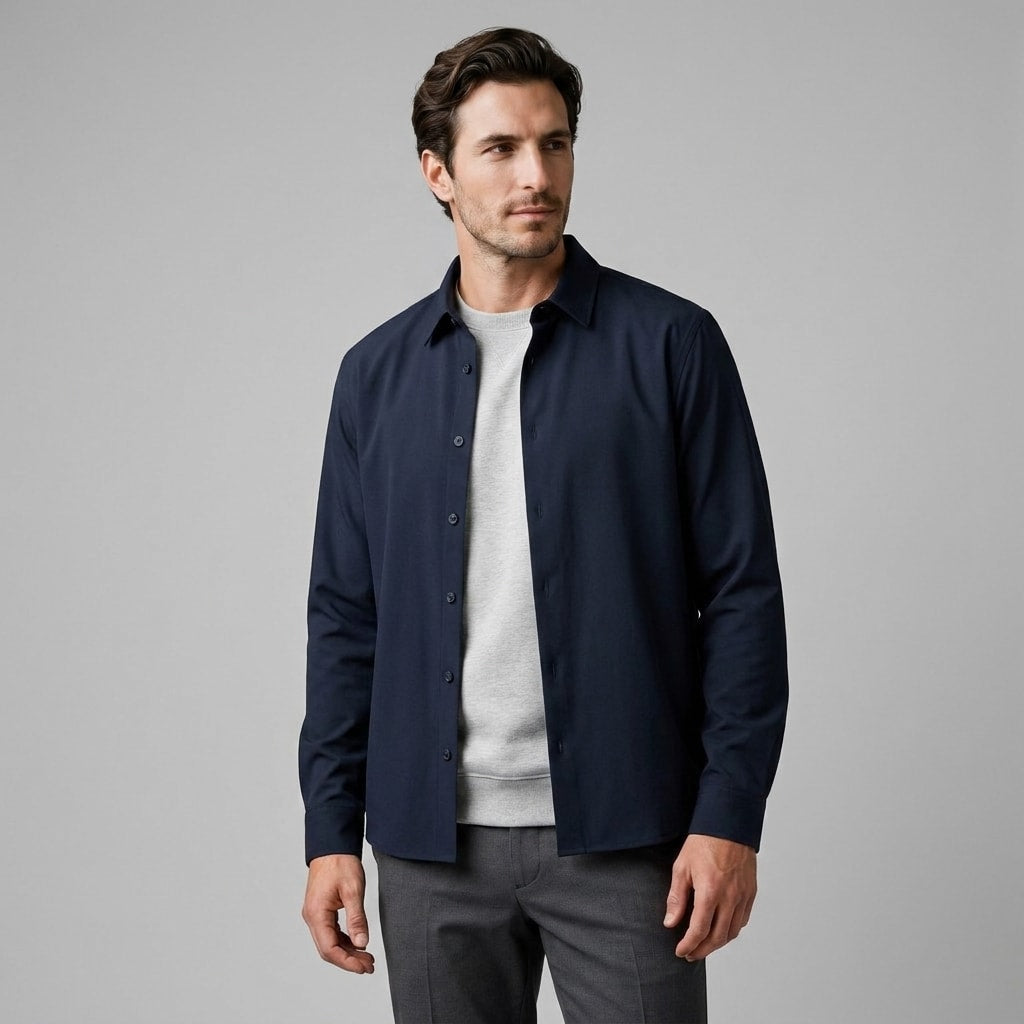 Herren Viskosehemd Overshirt mit Kentkragen | Detlef