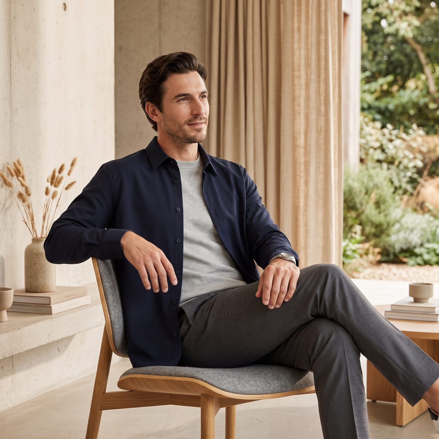 Herren Viskosehemd Overshirt mit Kentkragen | Detlef_18