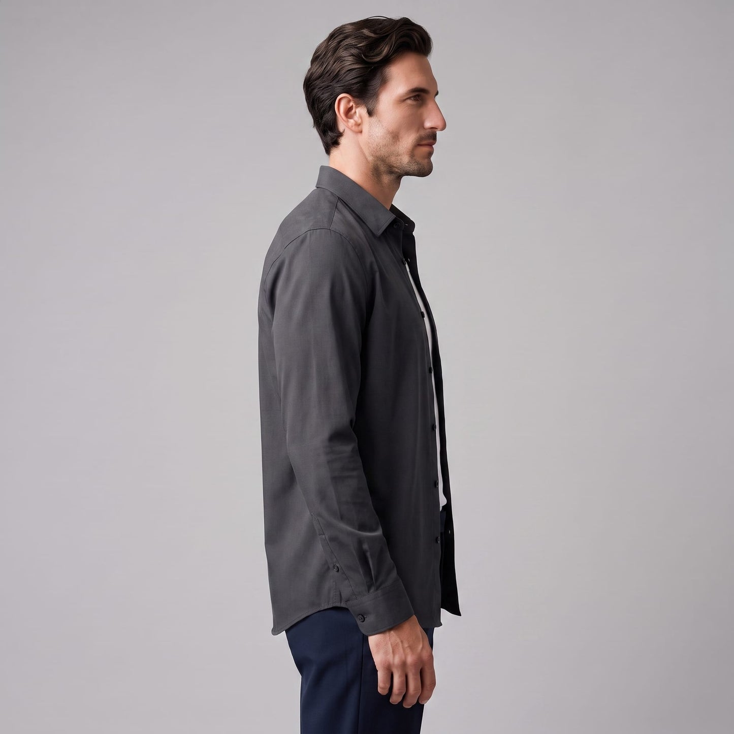 Herren Viskosehemd Overshirt mit Kentkragen | Detlef_22