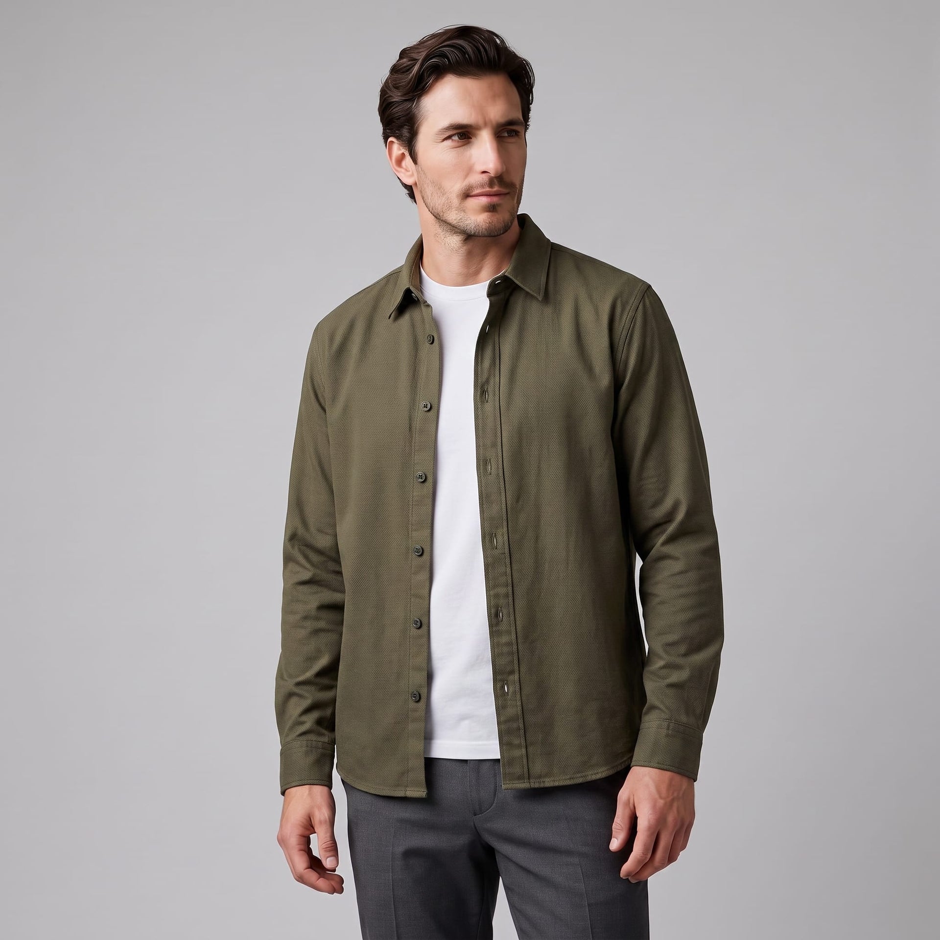Herren Viskosehemd Overshirt mit Kentkragen | Detlef
