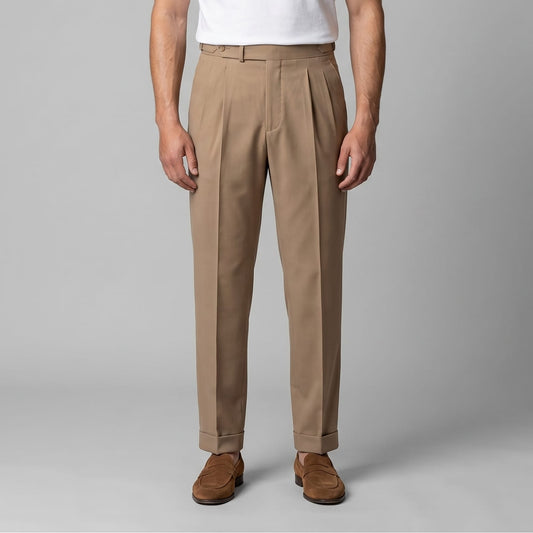 Herren Bundfaltenhose mit Aufschlag | Leon_1