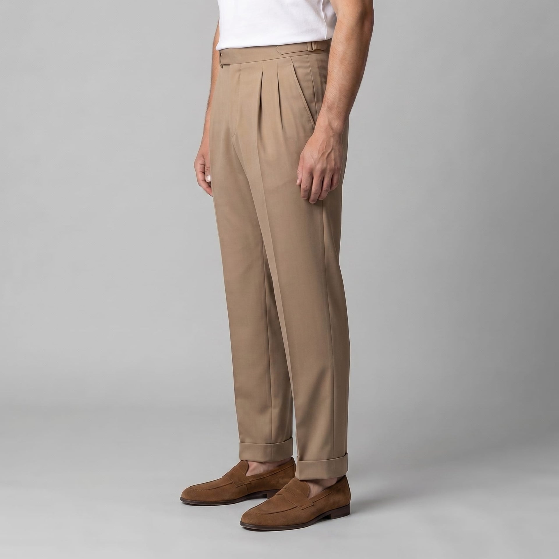 Herren Bundfaltenhose mit Aufschlag | Leon