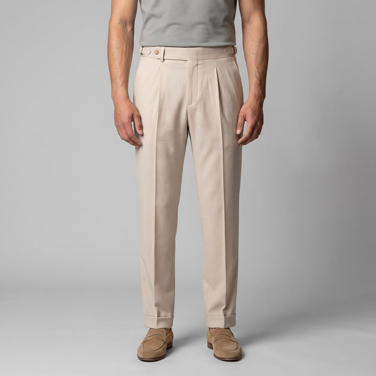 Herren Bundfaltenhose mit Aufschlag | Leon