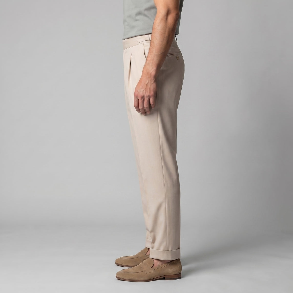 Herren Bundfaltenhose mit Aufschlag | Leon