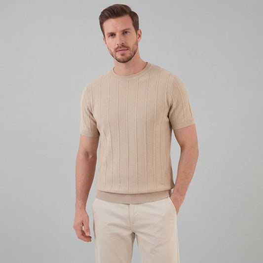 Herren Strickshirt Kurzarm mit Rippbündchen | Robin_1