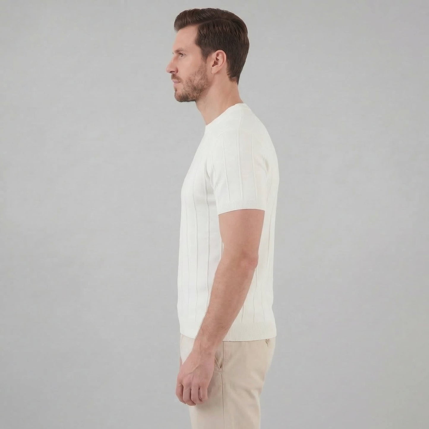 Herren Strickshirt Kurzarm mit Rippbündchen | Robin_17