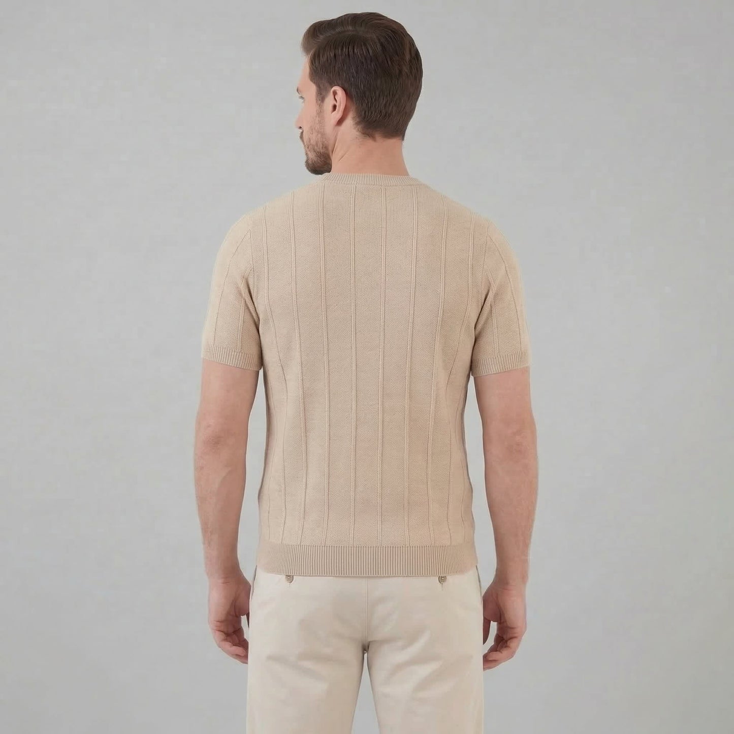 Herren Strickshirt Kurzarm mit Rippbündchen | Robin_2