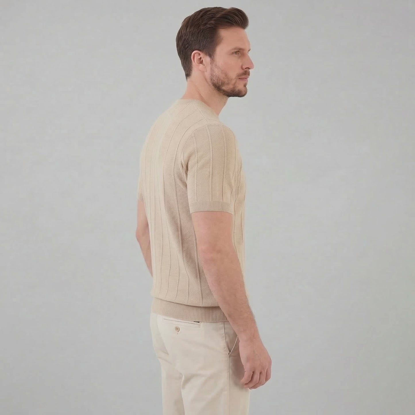 Herren Strickshirt Kurzarm mit Rippbündchen | Robin_3