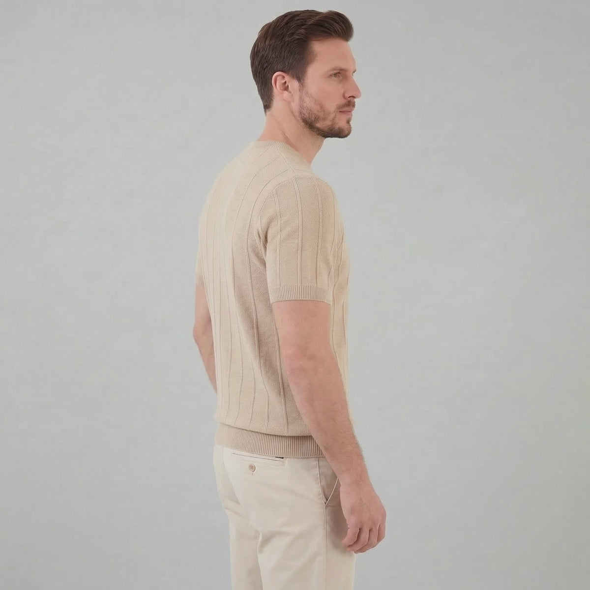 Herren Strickshirt Kurzarm mit Rippbündchen | Robin