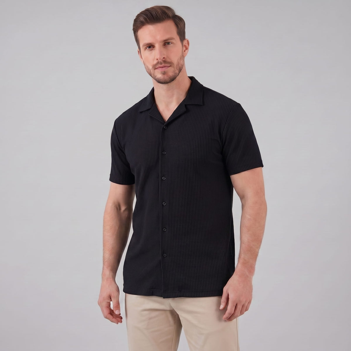 Herren Rippstrickhemd mit Kubakragen | Jakob_11
