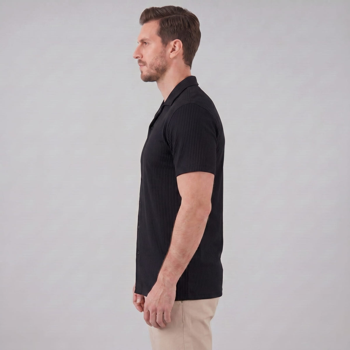 Herren Rippstrickhemd mit Kubakragen | Jakob_14
