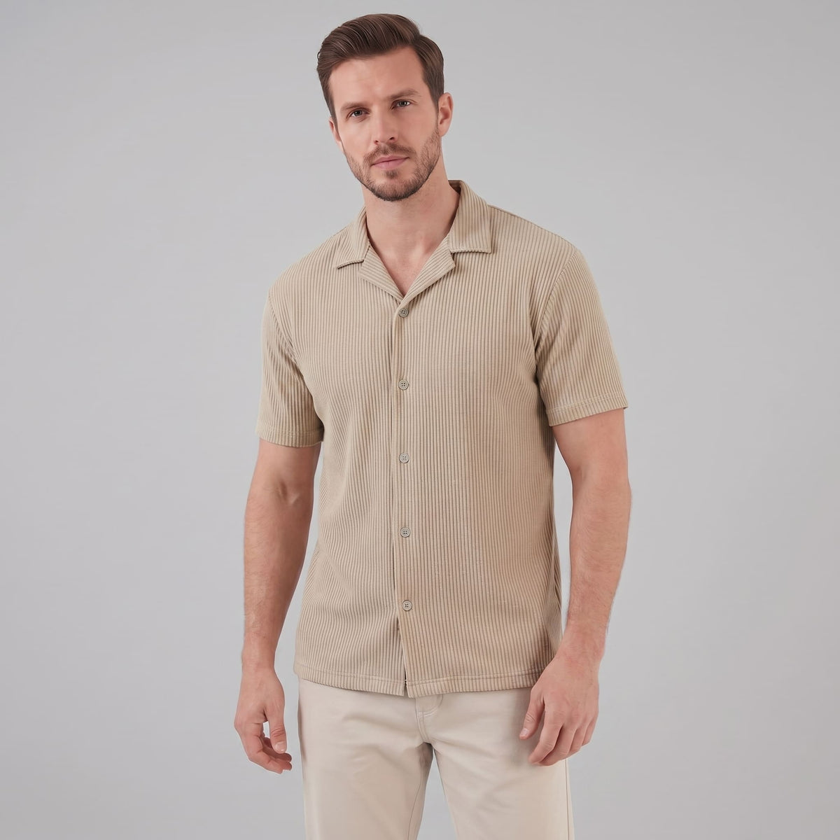 Herren Rippstrickhemd mit Kubakragen | Jakob