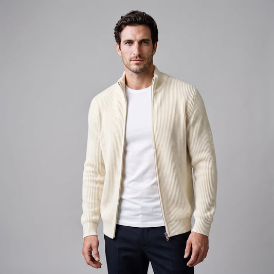 Herren Rippstrickjacke mit Reißverschluss | Stefan_1