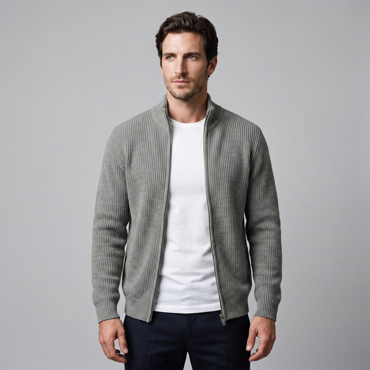 Herren Rippstrickjacke mit Reißverschluss | Stefan