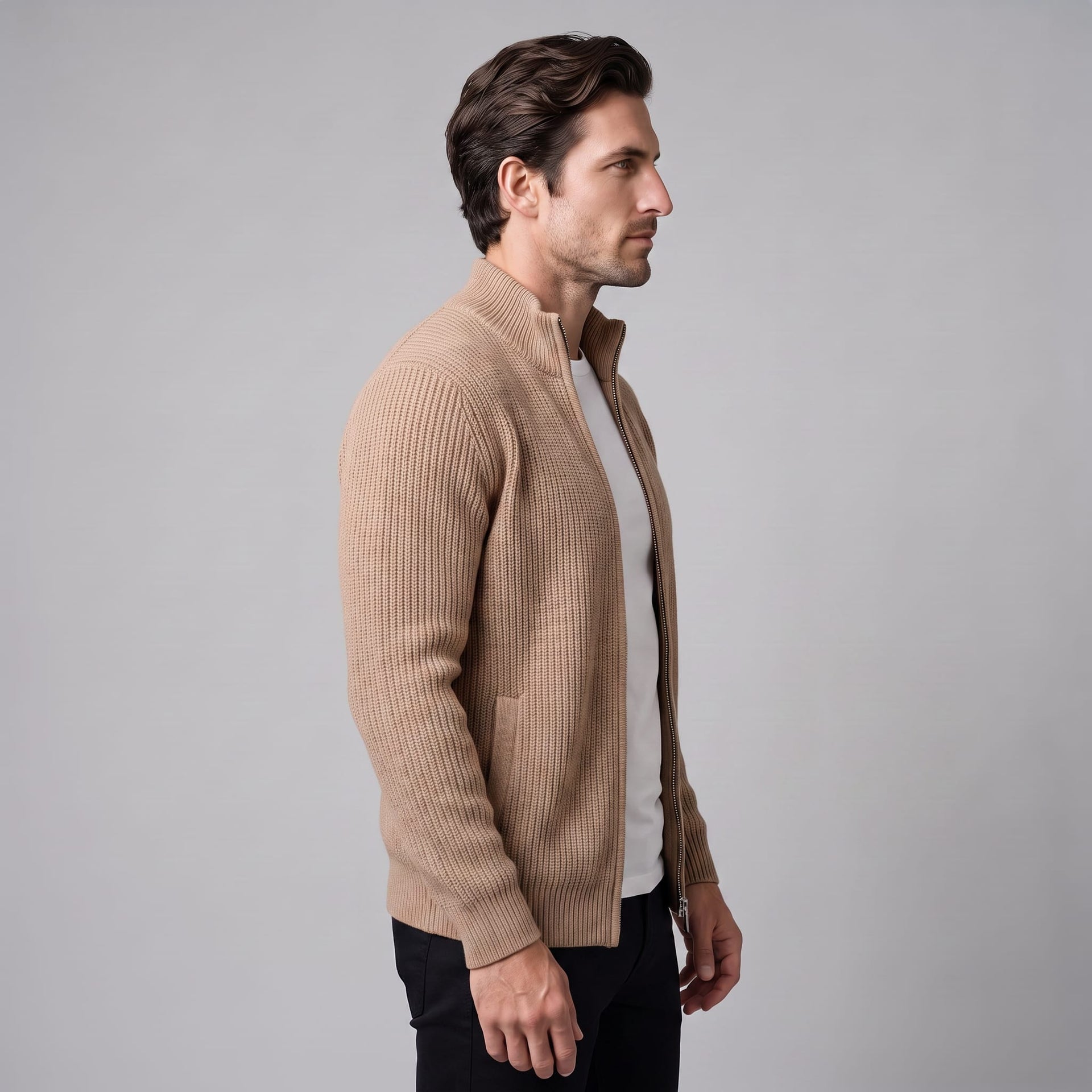 Herren Rippstrickjacke mit Reißverschluss | Stefan