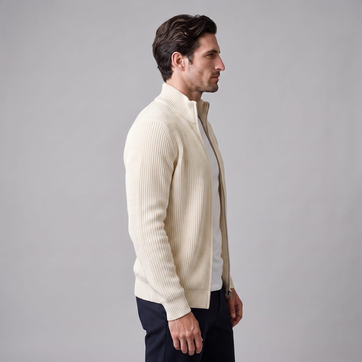 Herren Rippstrickjacke mit Reißverschluss | Stefan_4