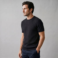 Herren Rippstrickshirt mit Rundhalsausschnitt | Helmfried
