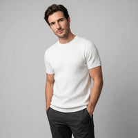 Herren Rippstrickshirt mit Rundhalsausschnitt | Helmfried
