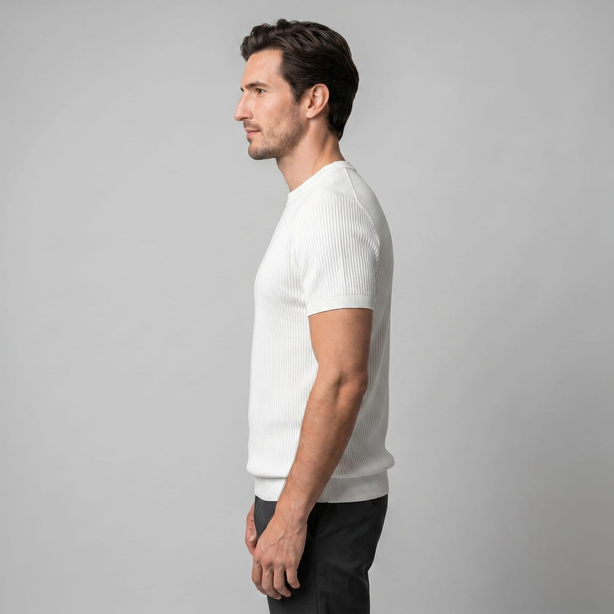 Herren Rippstrickshirt mit Rundhalsausschnitt | Helmfried_17