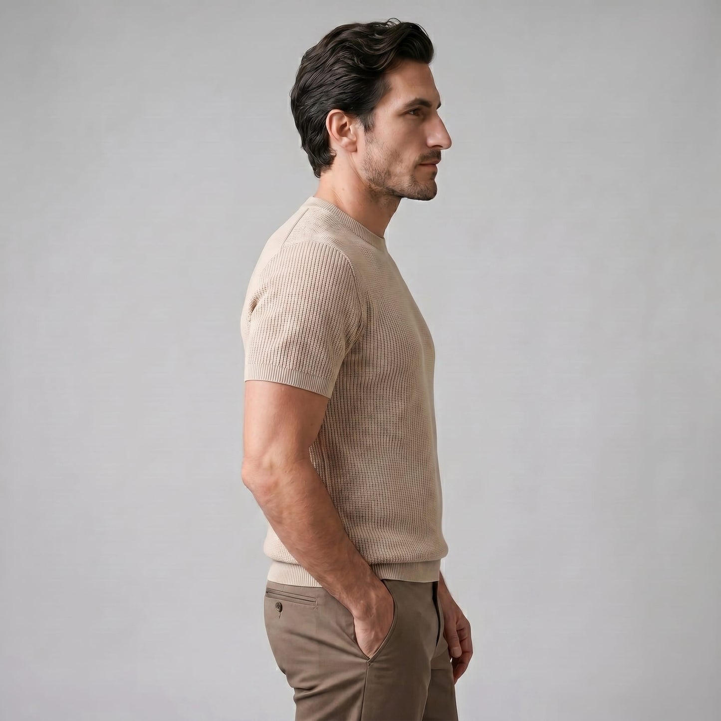 Herren Rippstrickshirt mit Rundhalsausschnitt | Helmfried_2