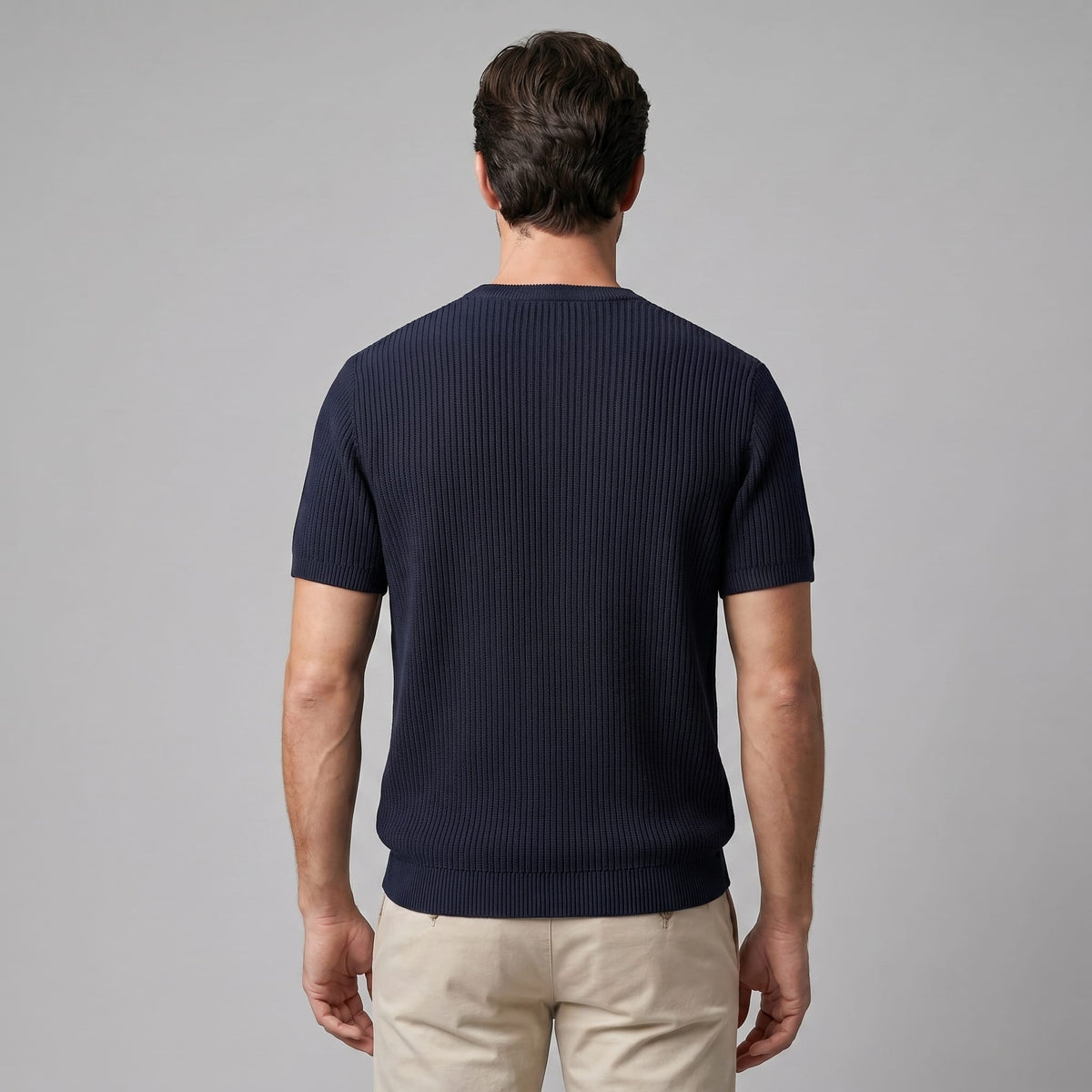 Herren Rippstrickshirt mit Rundhalsausschnitt | Helmfried