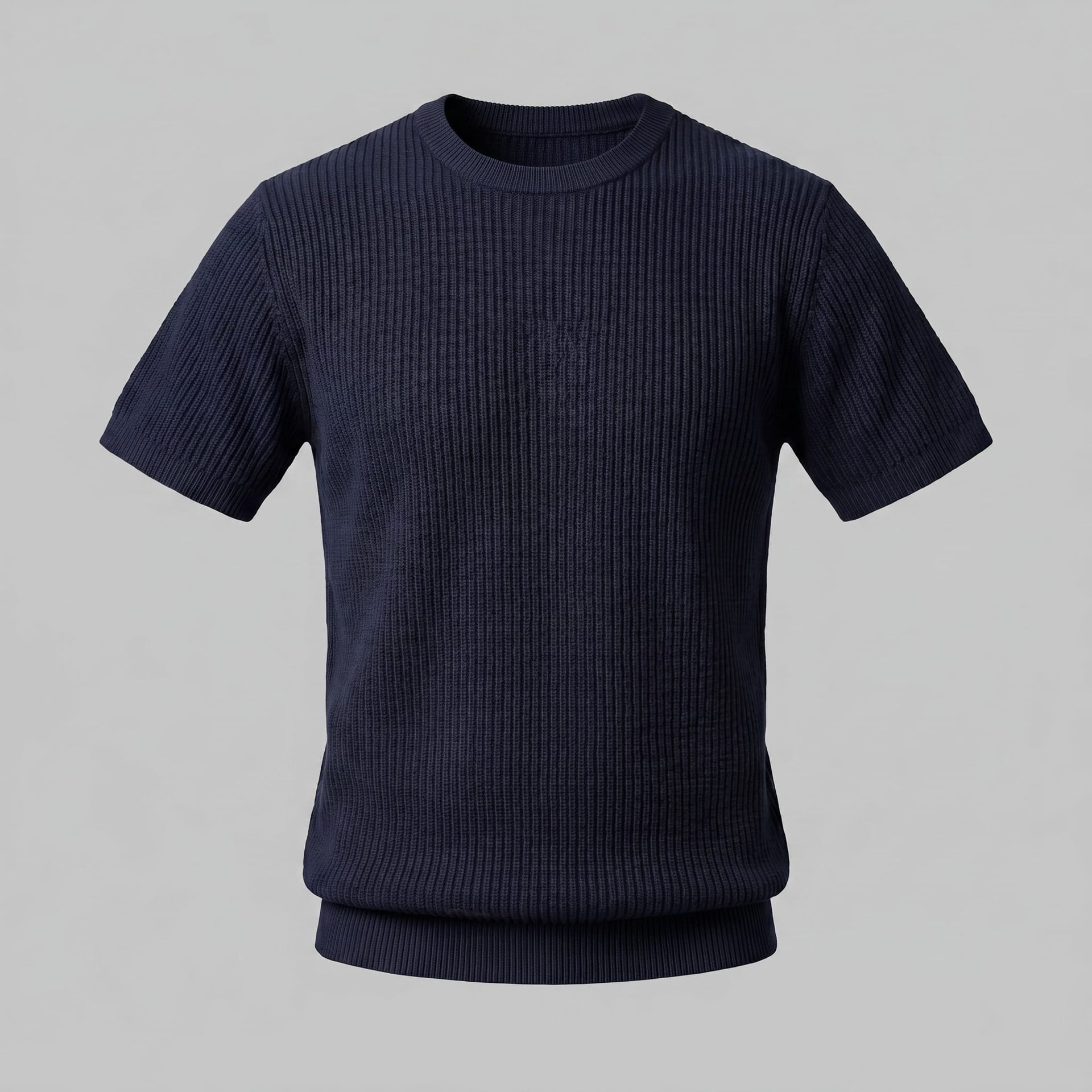 Herren Rippstrickshirt mit Rundhalsausschnitt | Helmfried