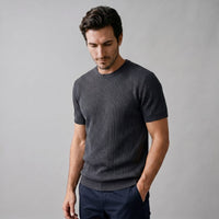 Herren Rippstrickshirt mit Rundhalsausschnitt | Helmfried