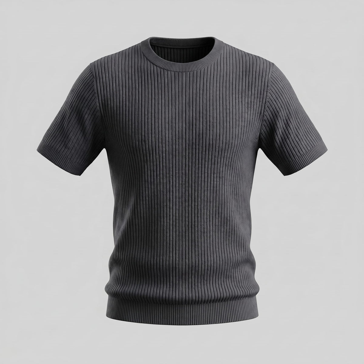 Herren Rippstrickshirt mit Rundhalsausschnitt | Helmfried