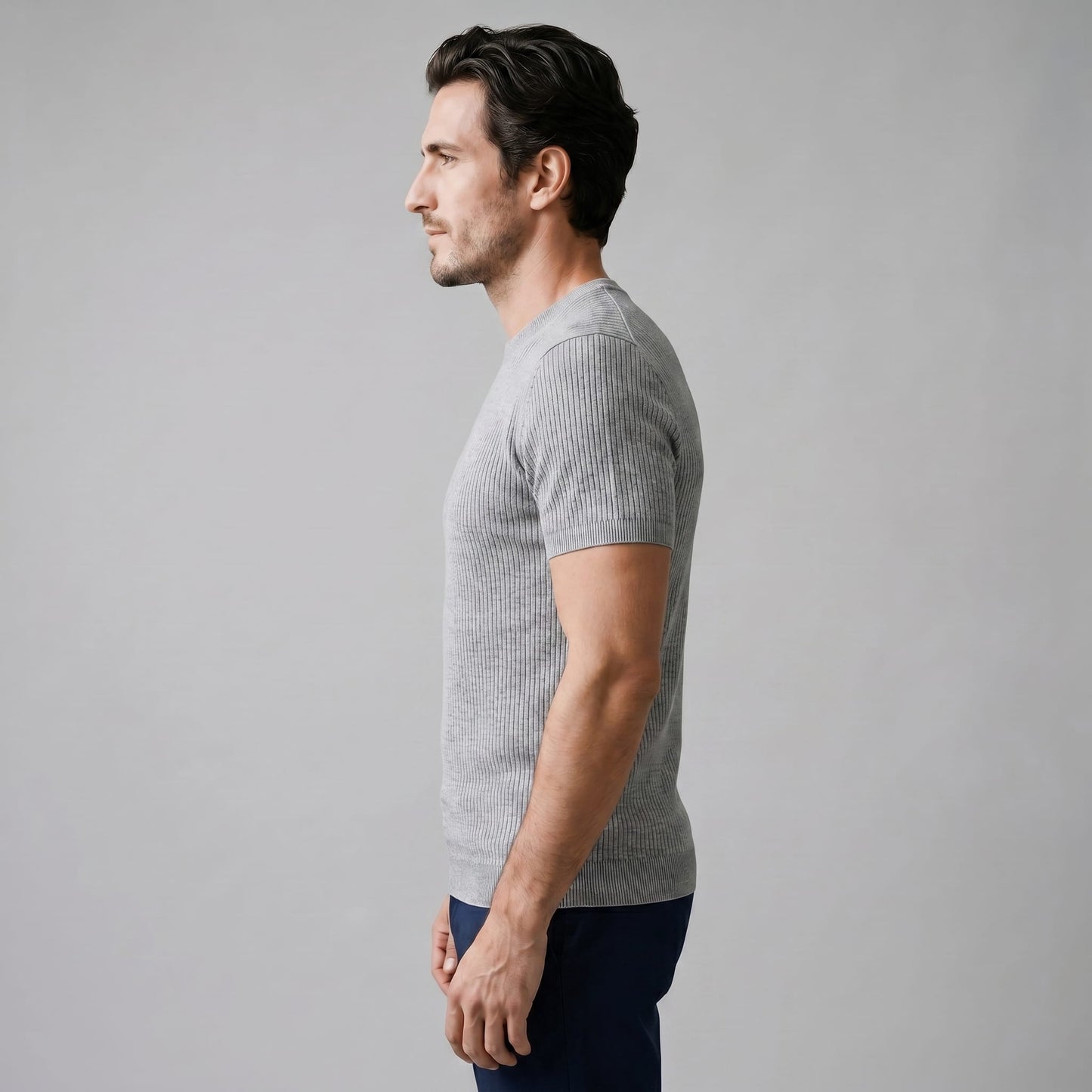 Herren Rippstrickshirt mit Rundhalsausschnitt | Helmfried_32