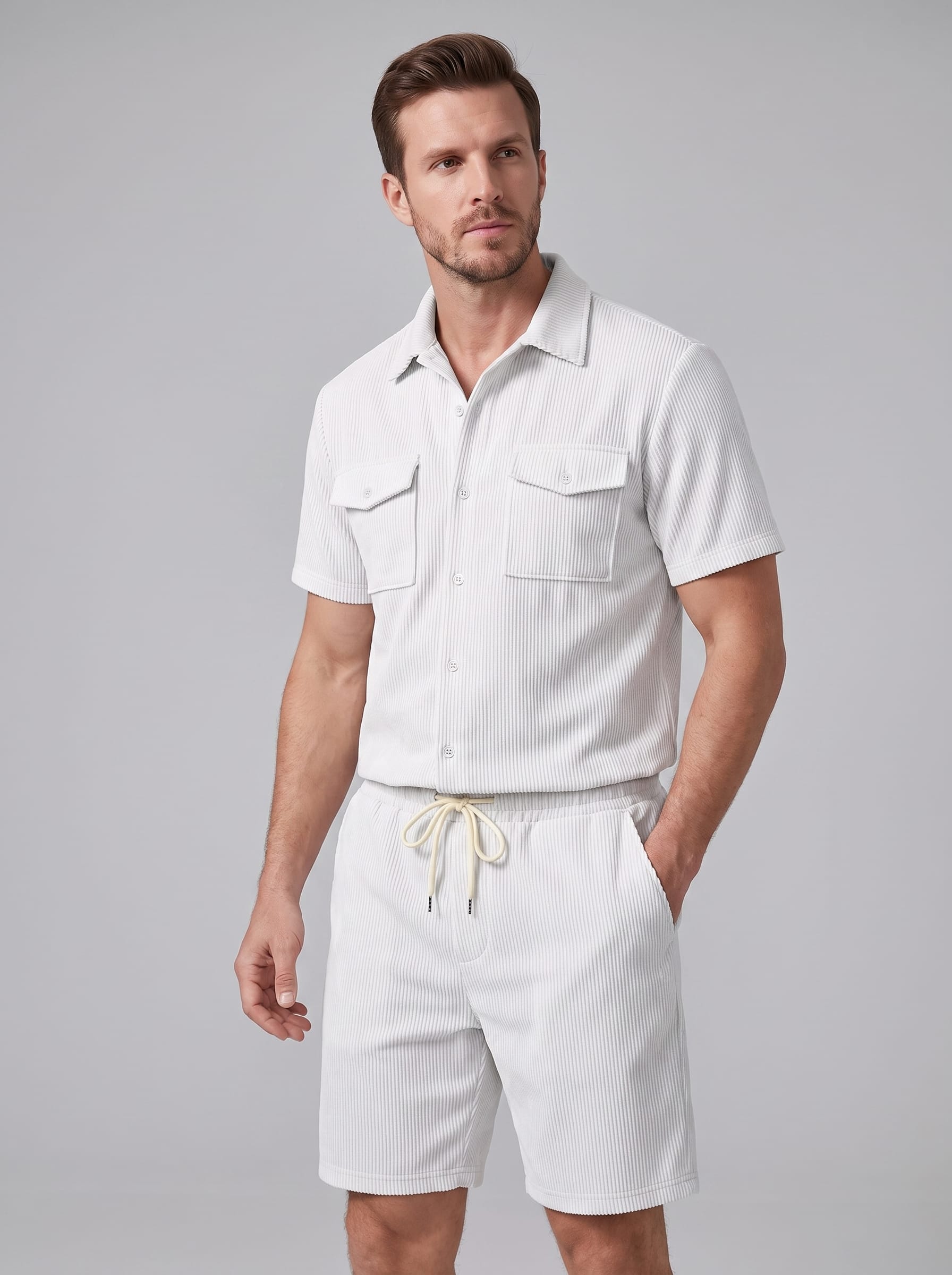 Herren Rippstrickset mit Brusttaschen | Arne