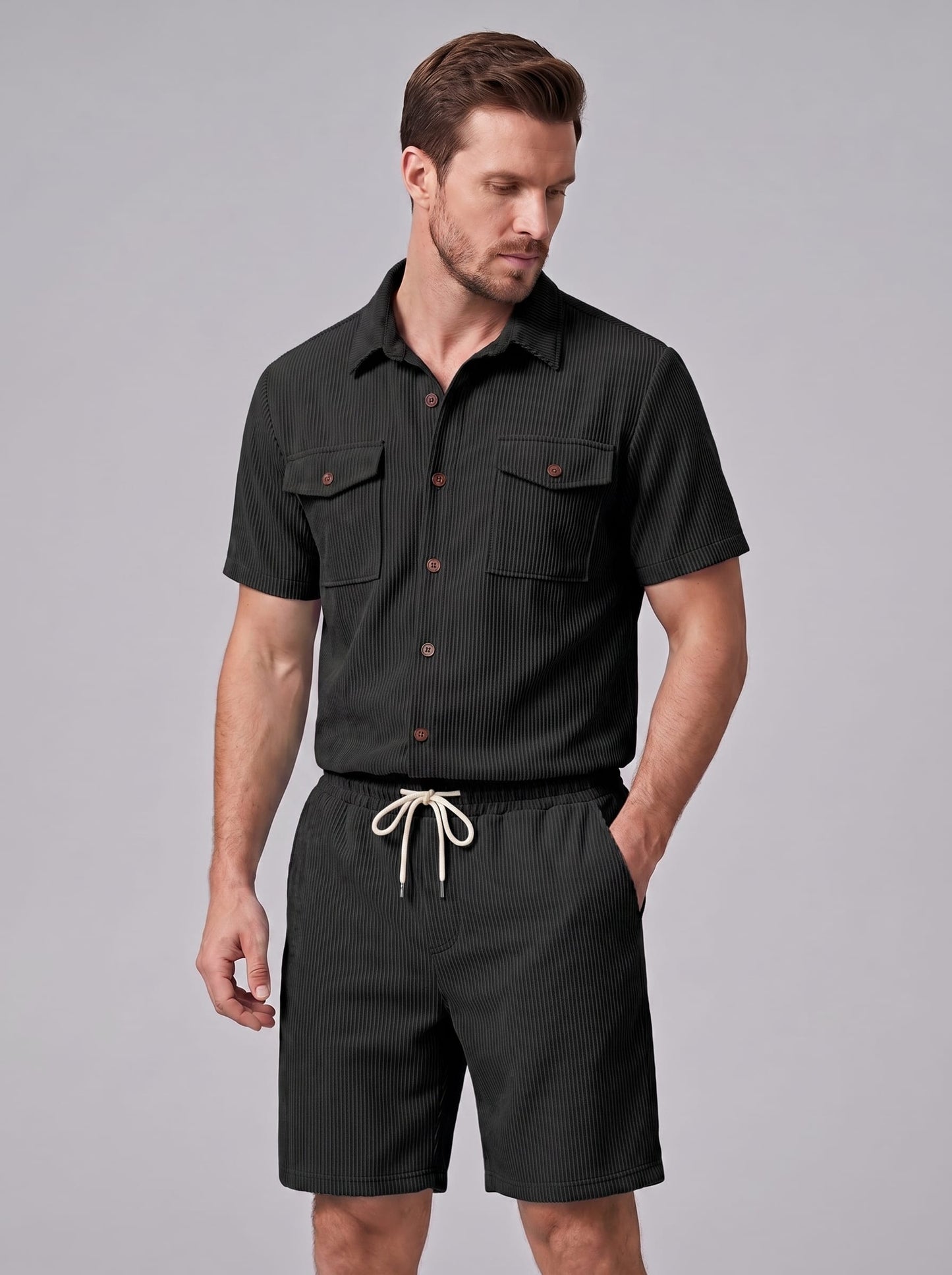 Herren Rippstrickset mit Brusttaschen | Arne_13