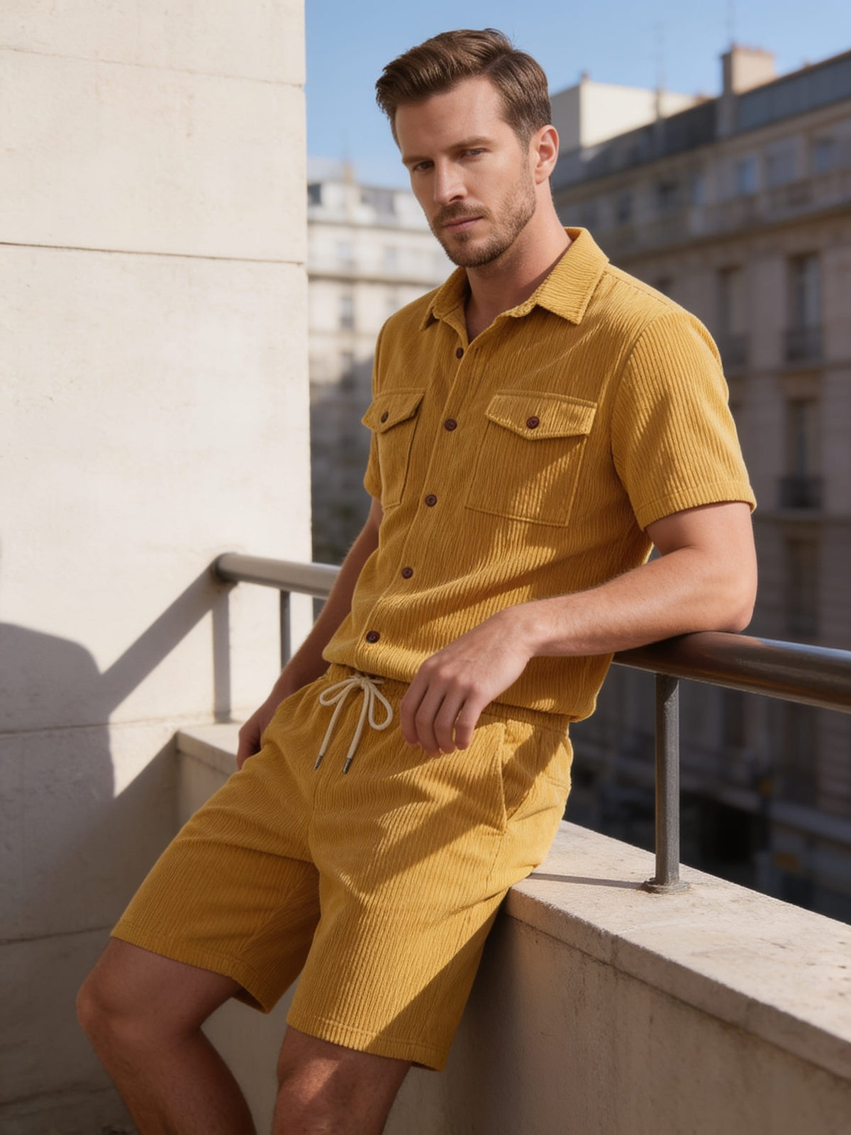 Herren Rippstrickset mit Brusttaschen | Arne