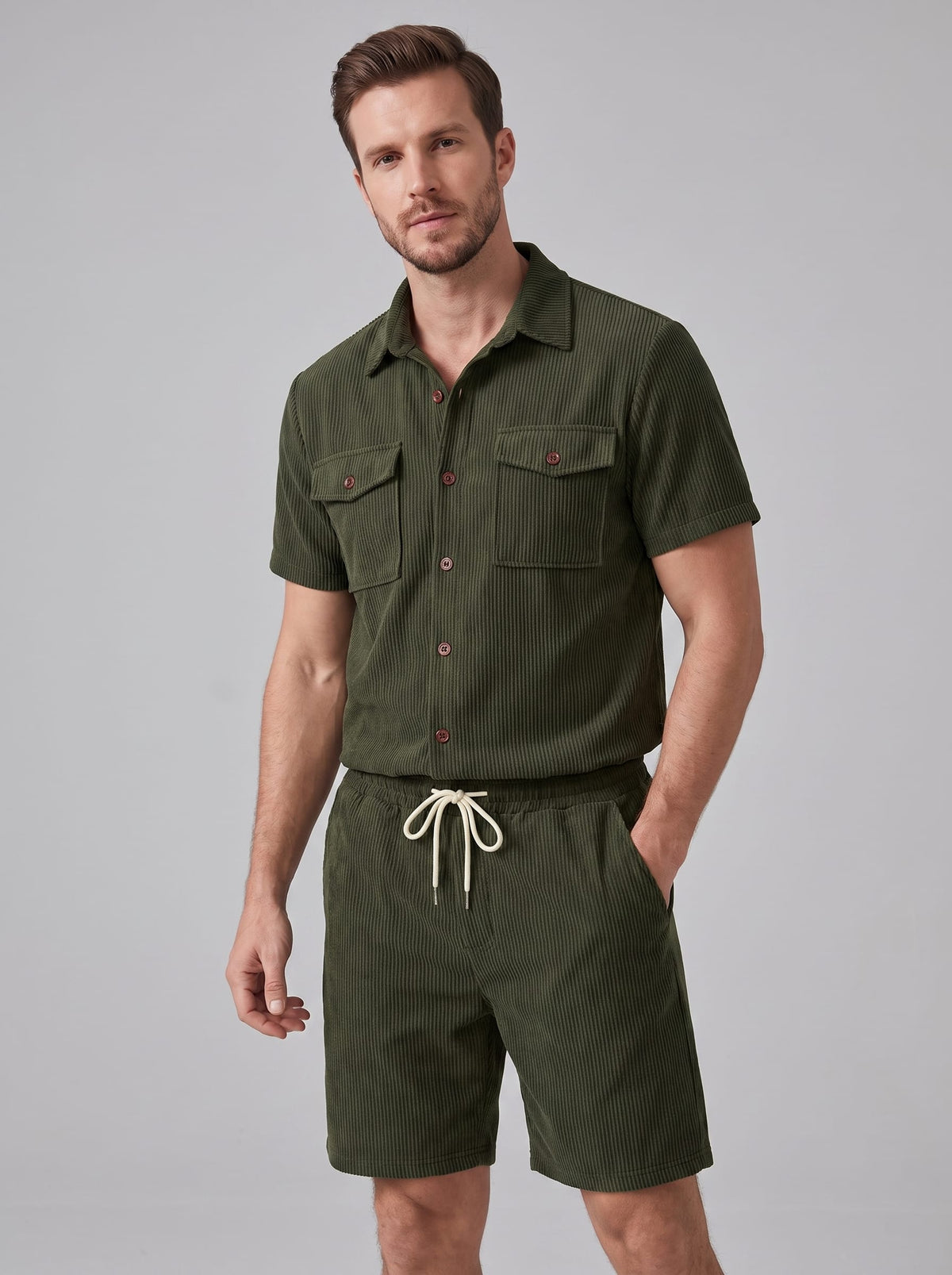Herren Rippstrickset mit Brusttaschen | Arne