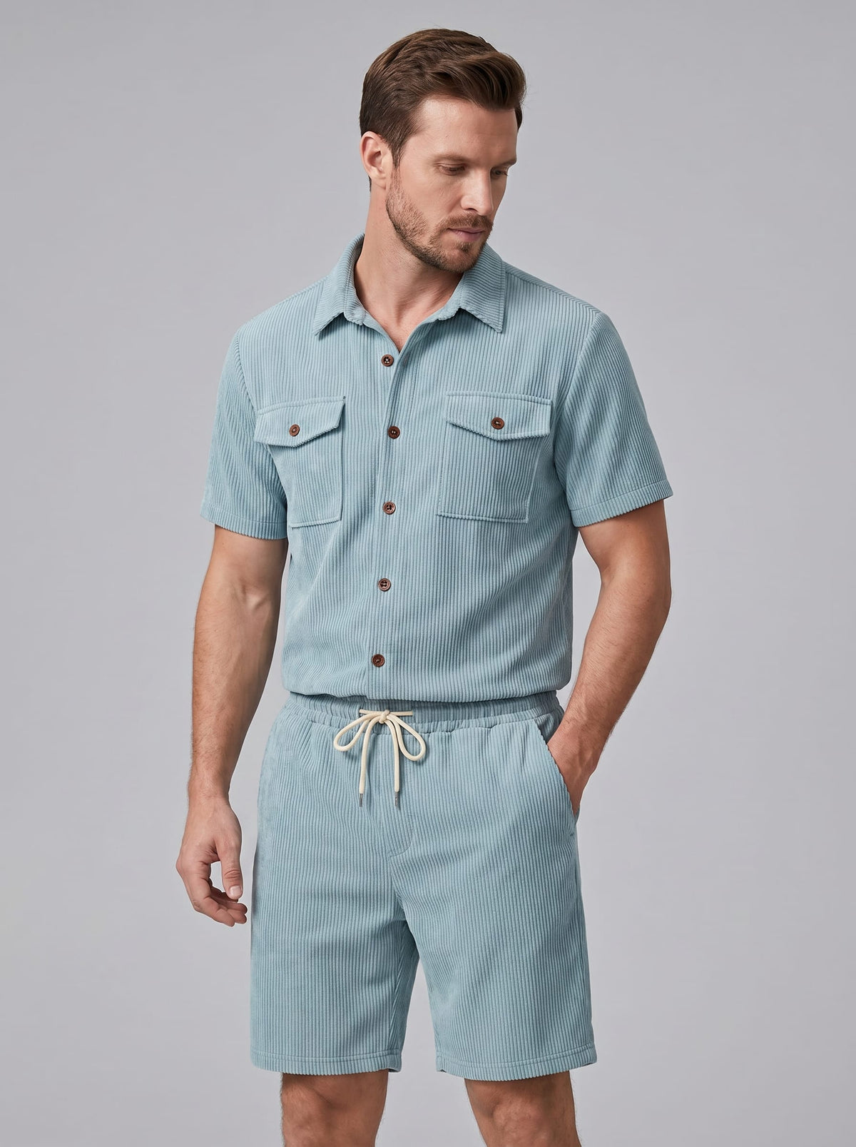 Herren Rippstrickset mit Brusttaschen | Arne