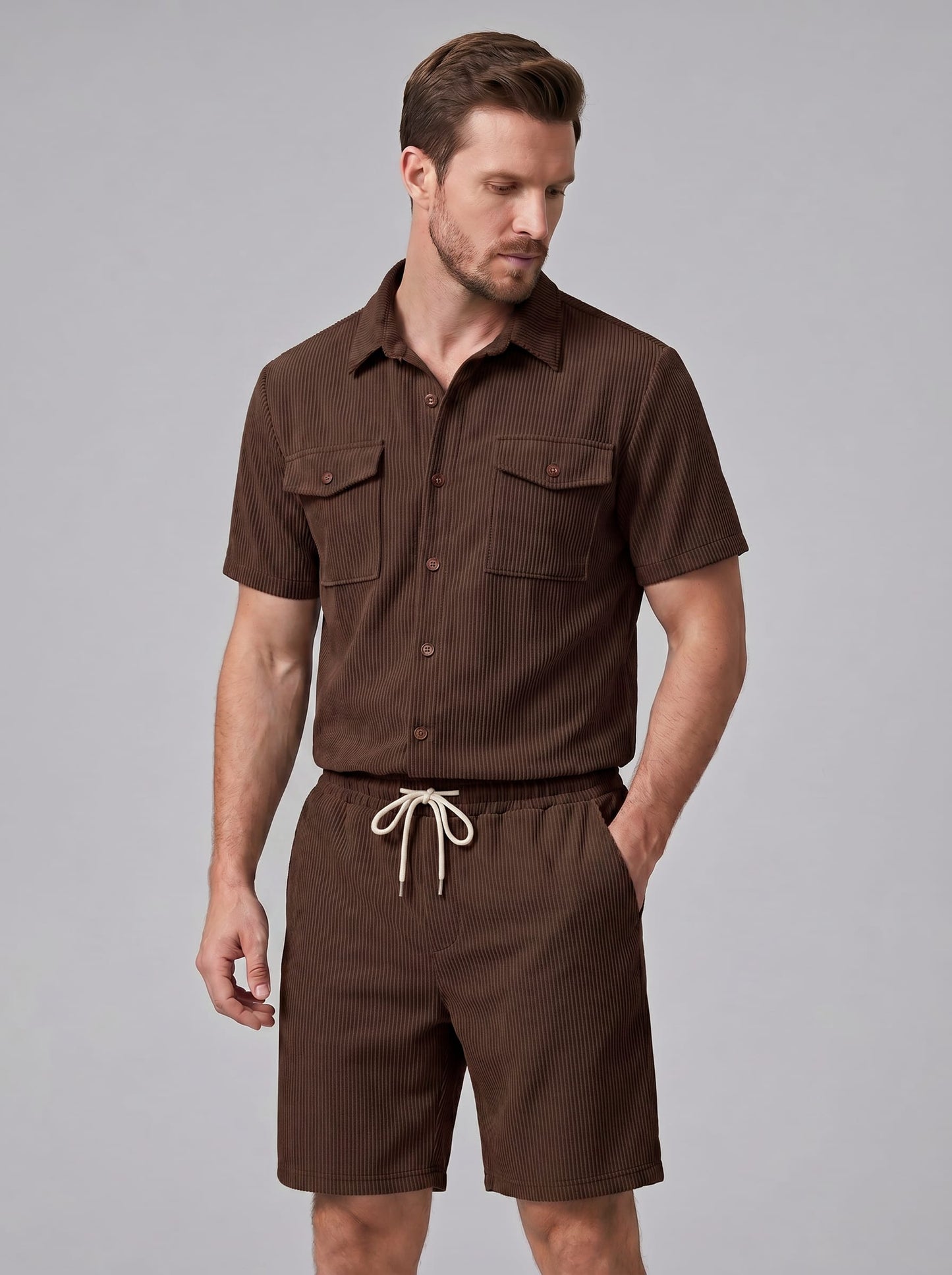 Herren Rippstrickset mit Brusttaschen | Arne_43