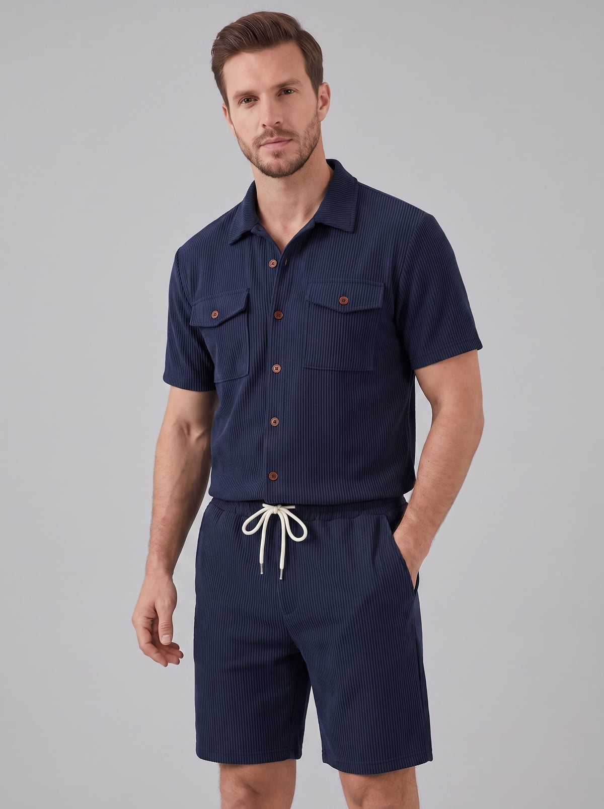 Herren Rippstrickset mit Brusttaschen | Arne