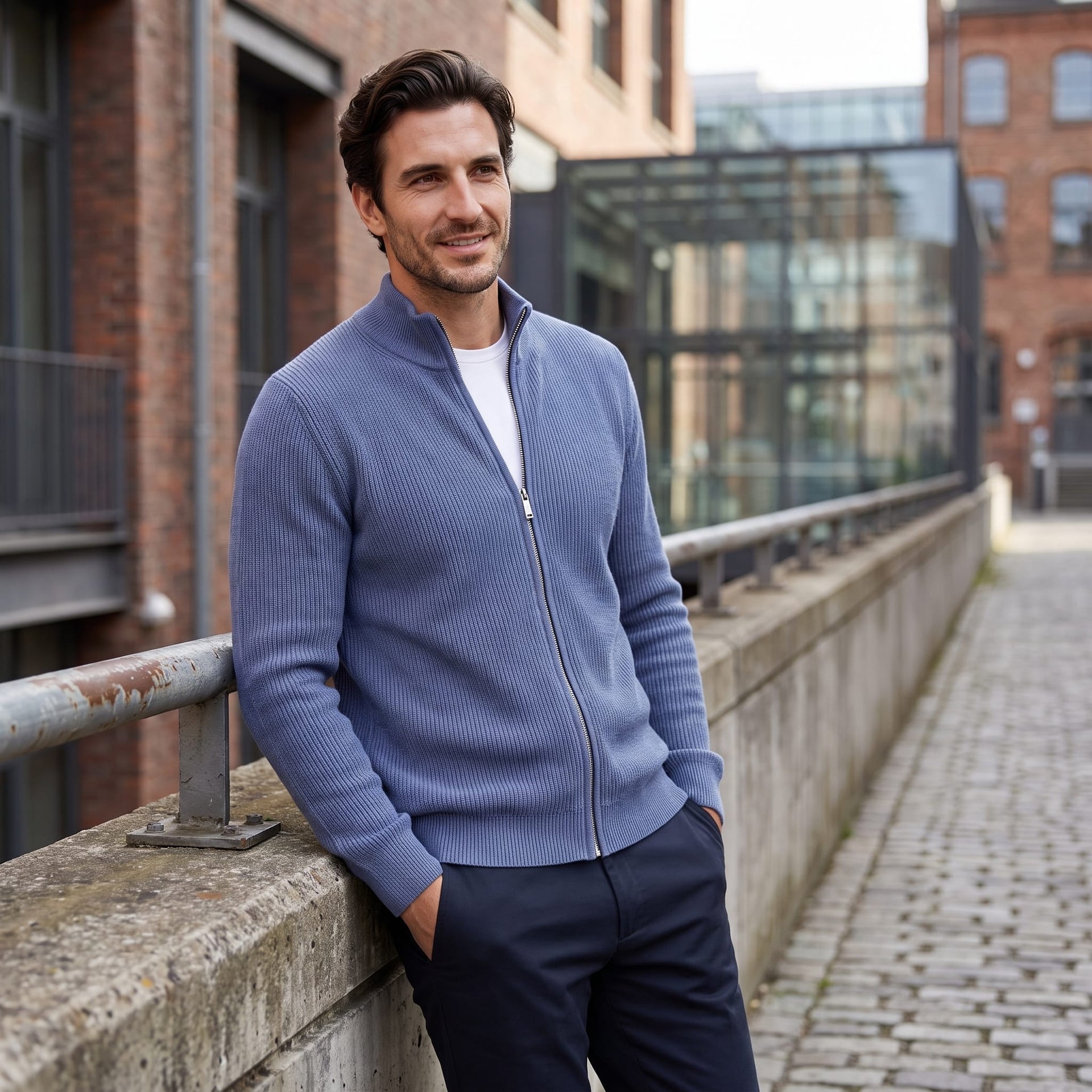 Herren Wollstrickjacke mit Reißverschluss | Stephan