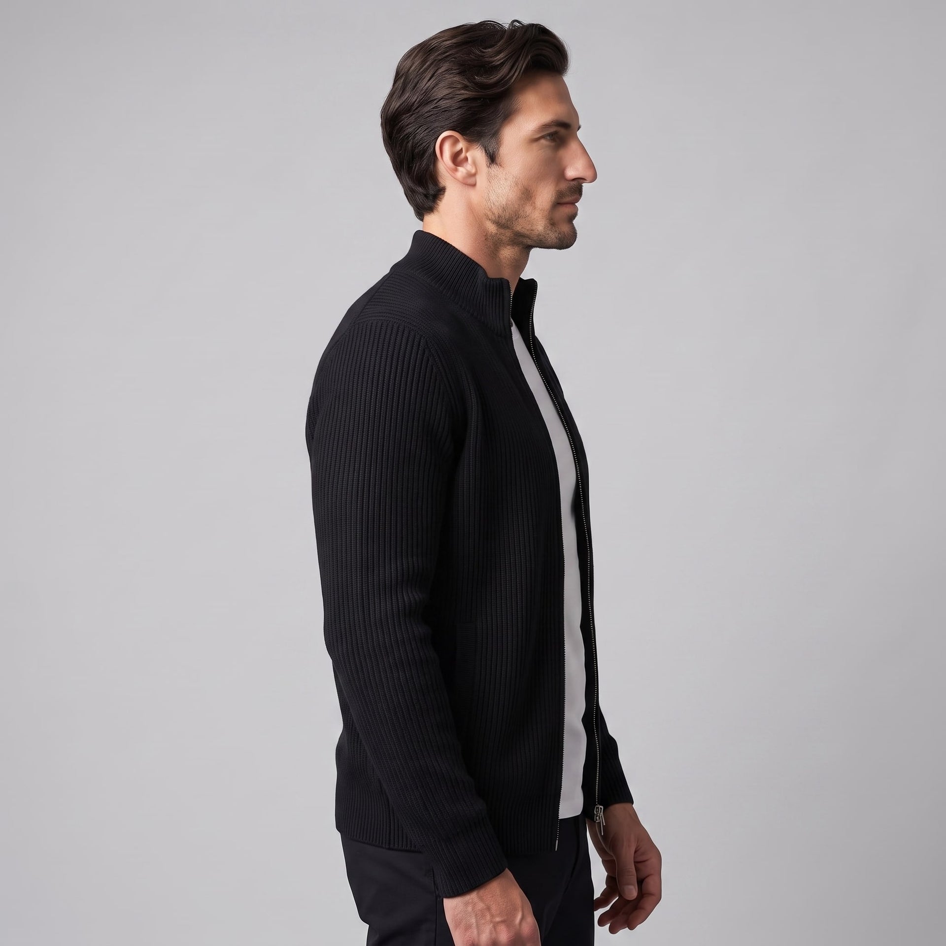 Herren Wollstrickjacke mit Reißverschluss | Stephan