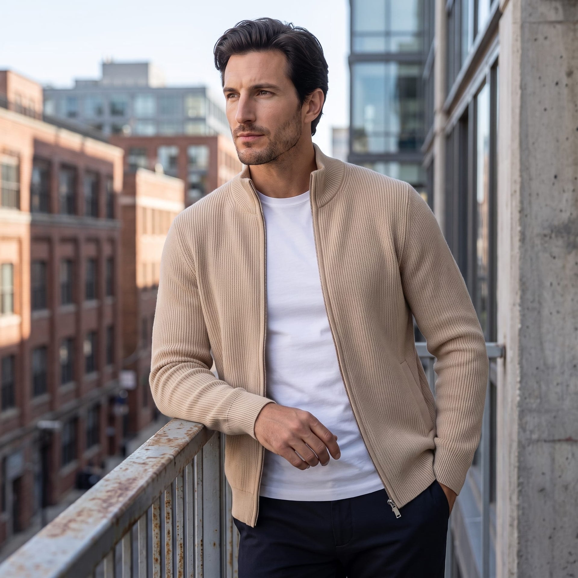 Herren Wollstrickjacke mit Reißverschluss | Stephan