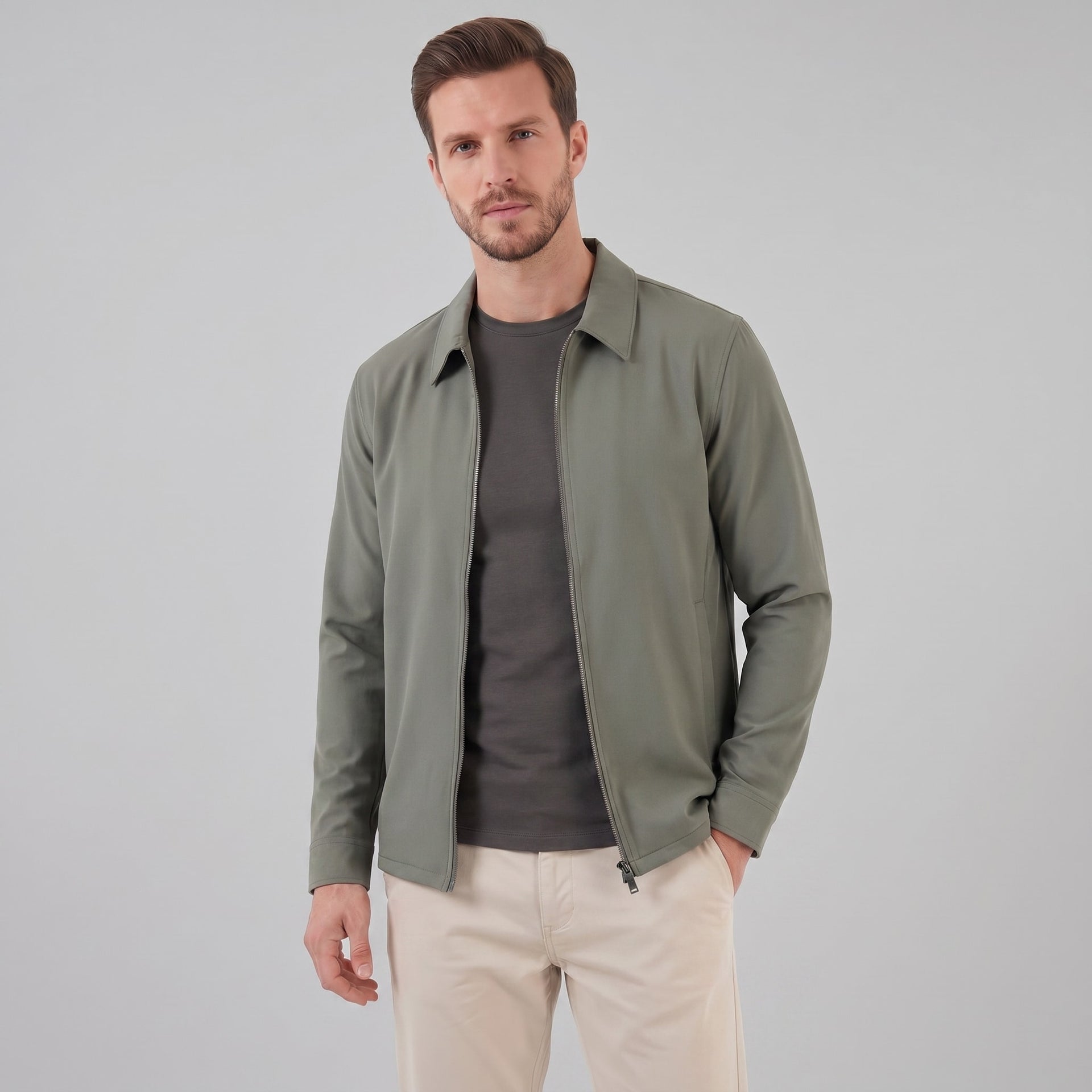 Herren Übergangsjacke mit Hemdkragen | Adam