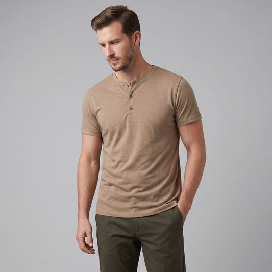 Herren Henleyshirt Kurzarm mit Knopfleiste | Helmut_1