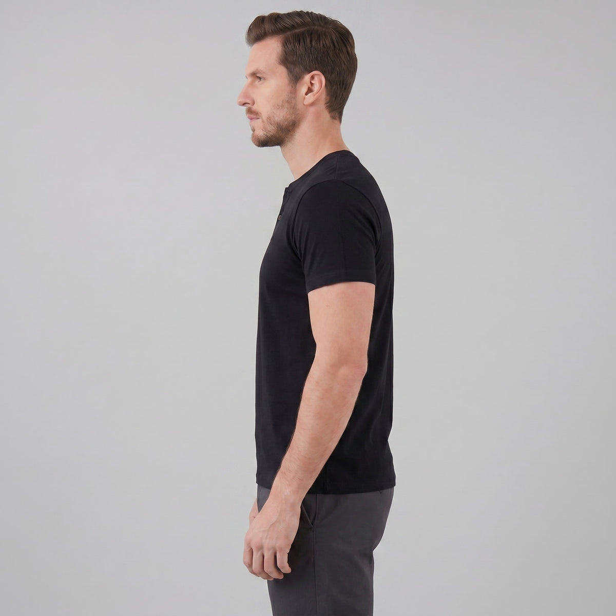 Herren Henleyshirt Kurzarm mit Knopfleiste | Helmut