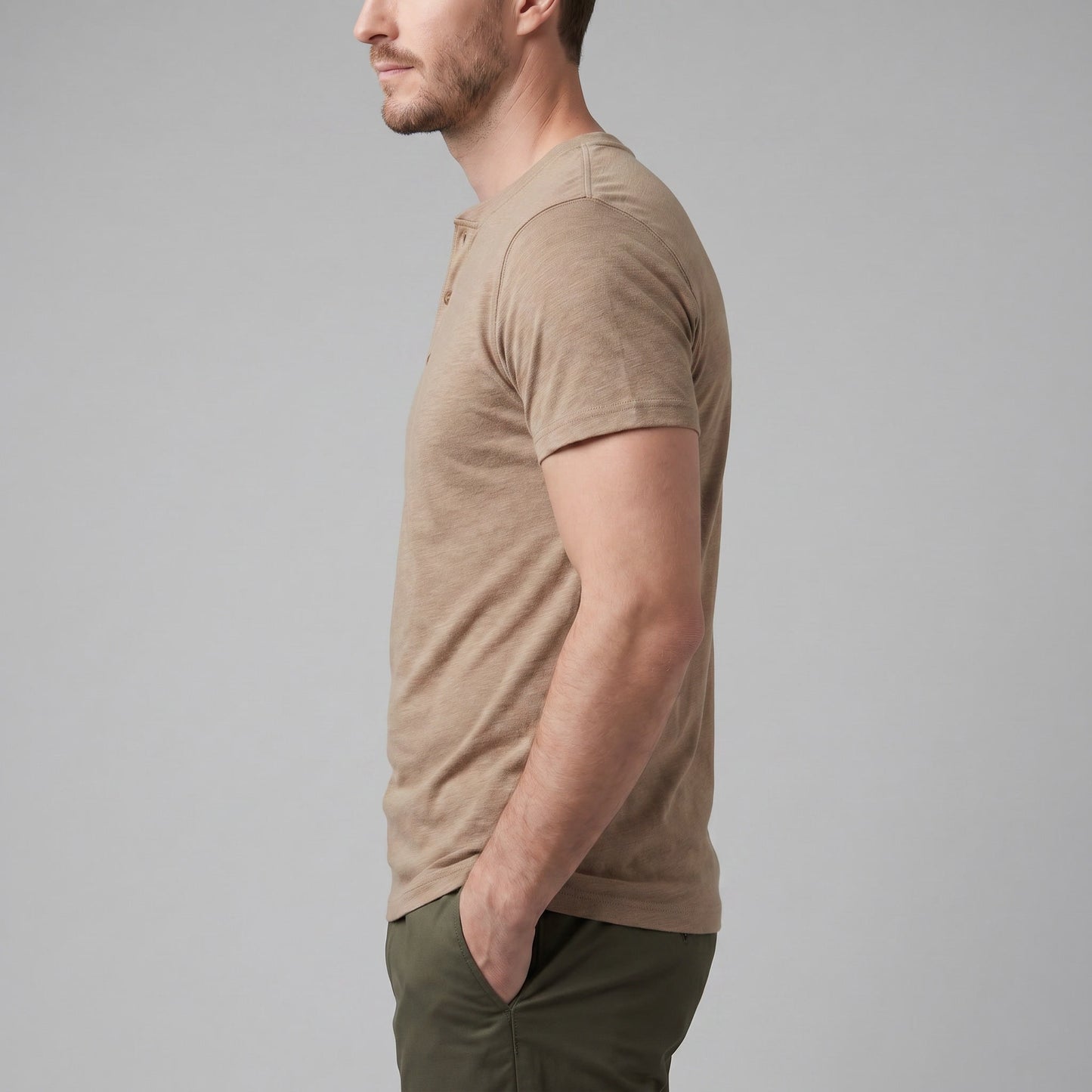 Herren Henleyshirt Kurzarm mit Knopfleiste | Helmut_2