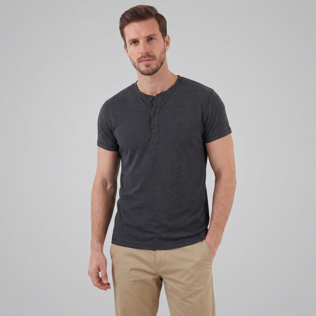 Herren Henleyshirt Kurzarm mit Knopfleiste | Helmut