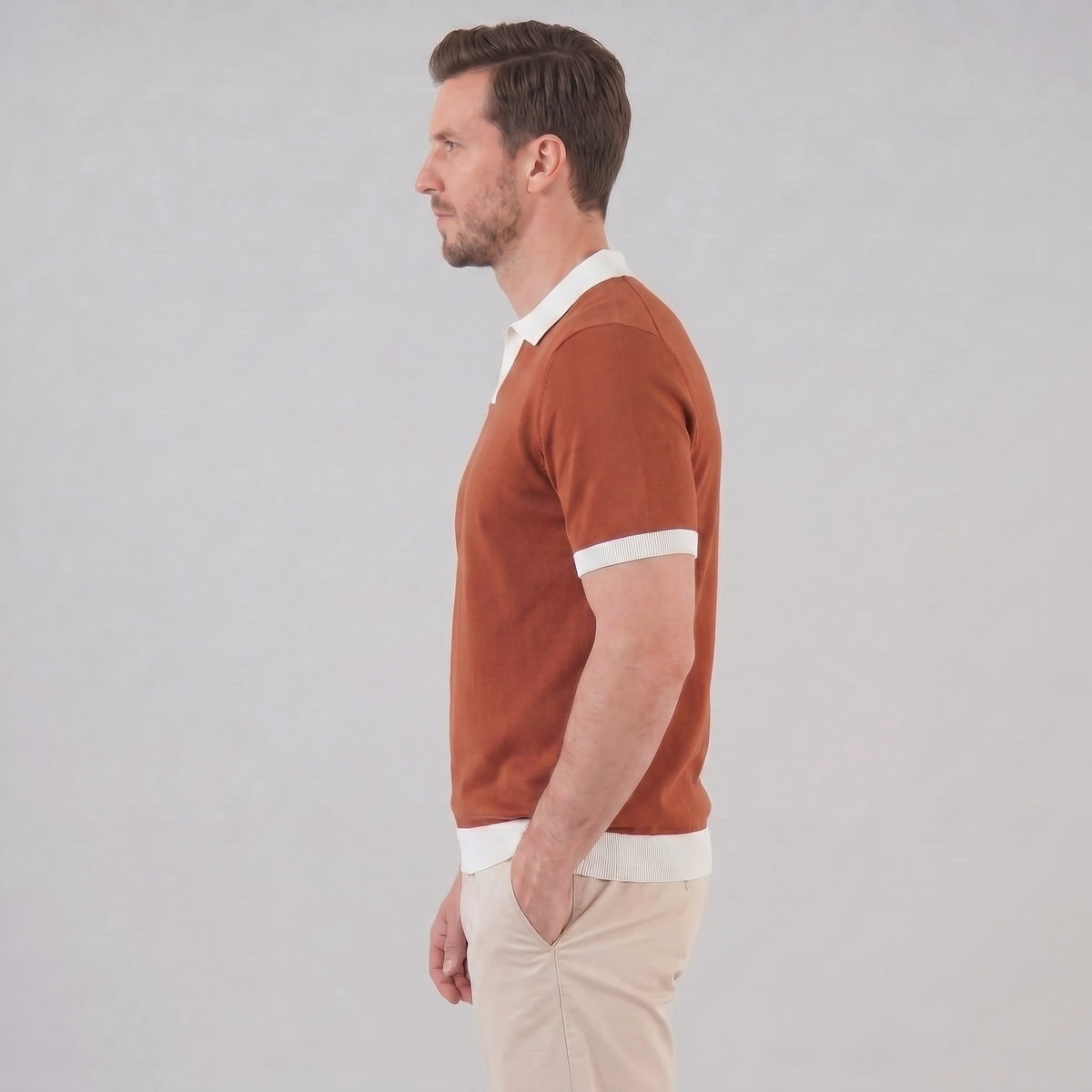 Herren Strickpolo mit Kontrastkragen | Maximilian