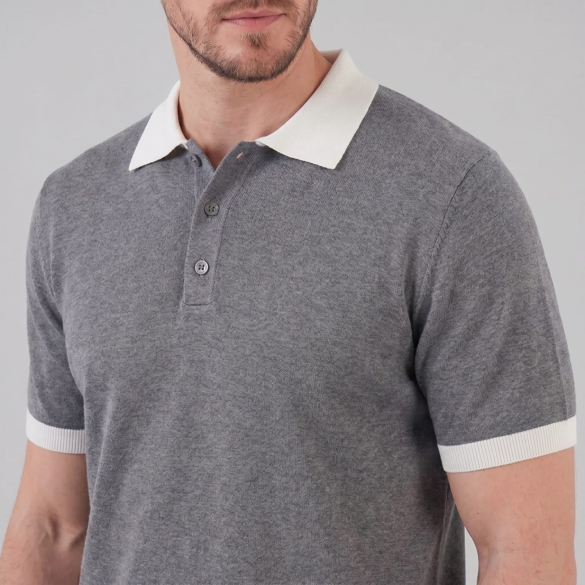 Herren Strickpolo mit Kontrastkragen | Maximilian