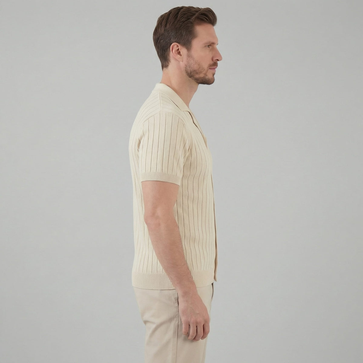 Herren Strickhemd mit Kubakragen | Joachim