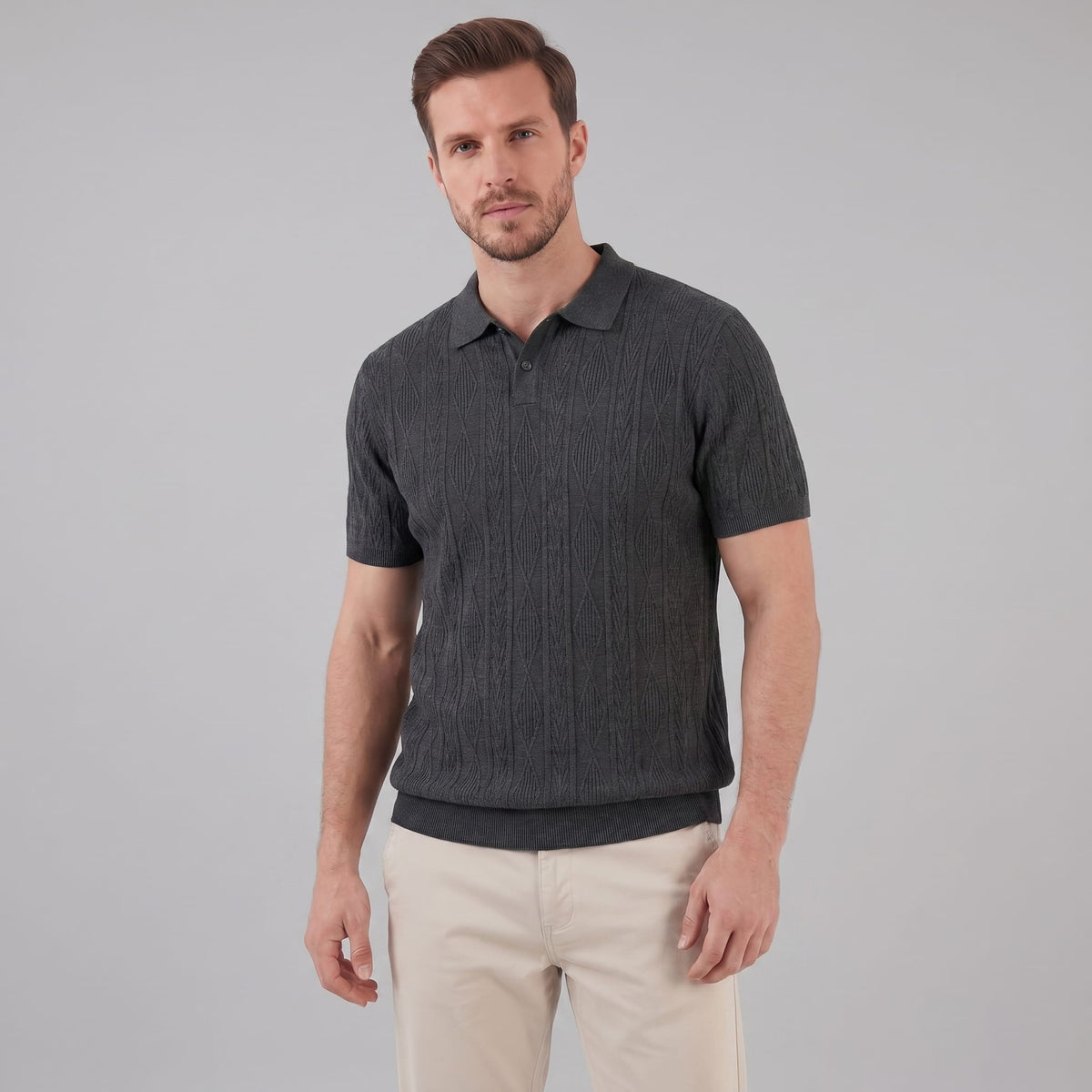 Herren Strickpolo mit Zopfmuster | Meinrad