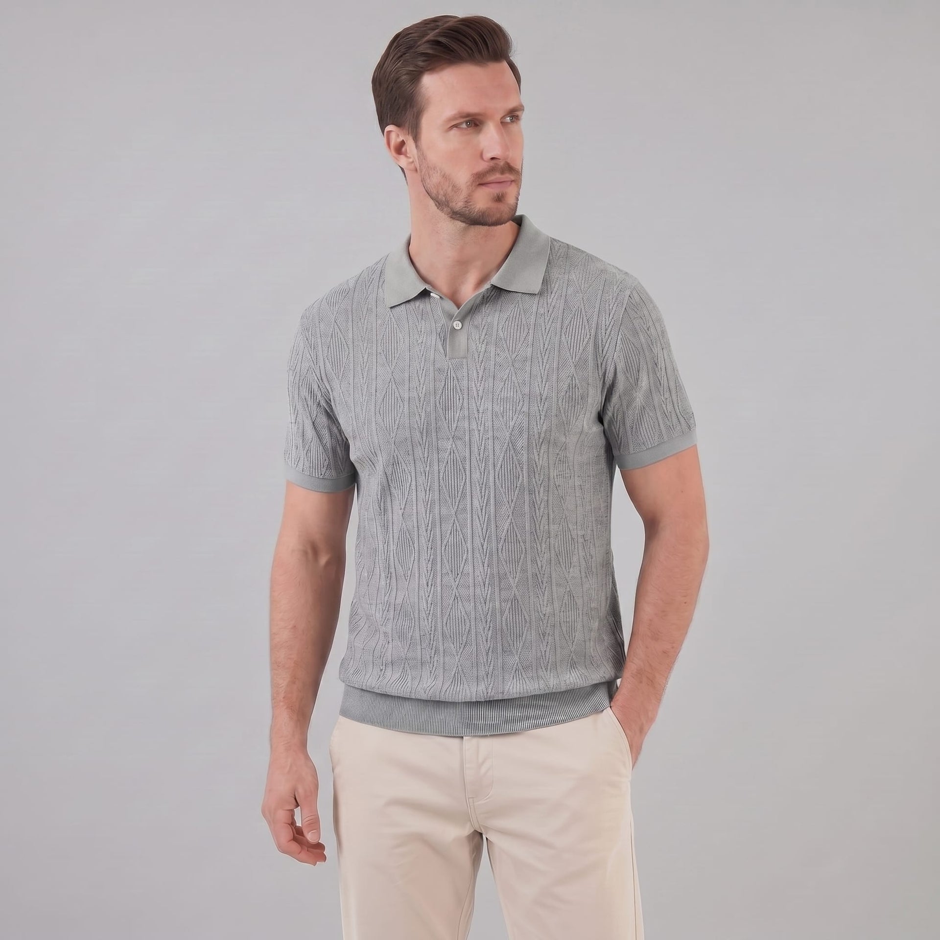 Herren Strickpolo mit Zopfmuster | Meinrad